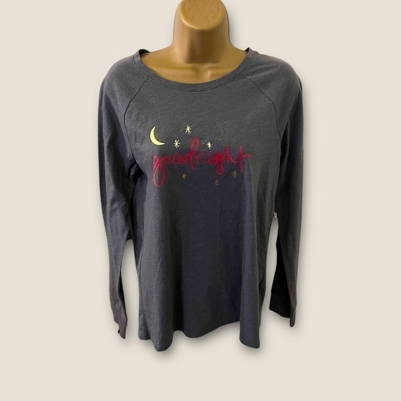 Sonoma Long Sleeve Crewneck Graphic Pajama Top Gray S - Picture 1 of 4